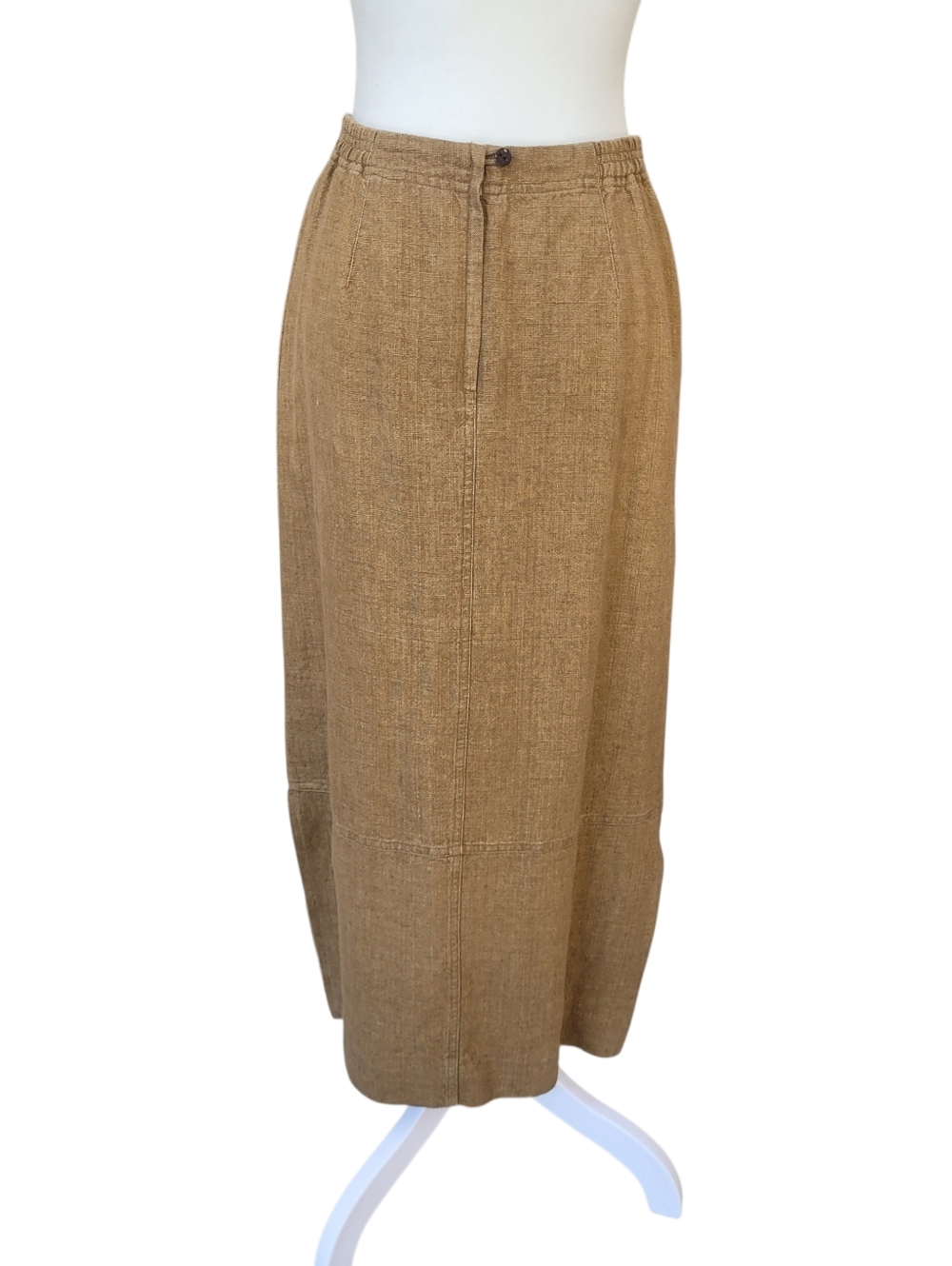 J.Jill Camel 100% Linen Maxi Skirt Lightweight A-Line Pull On Casual Size 4P - Picture 3 of 11